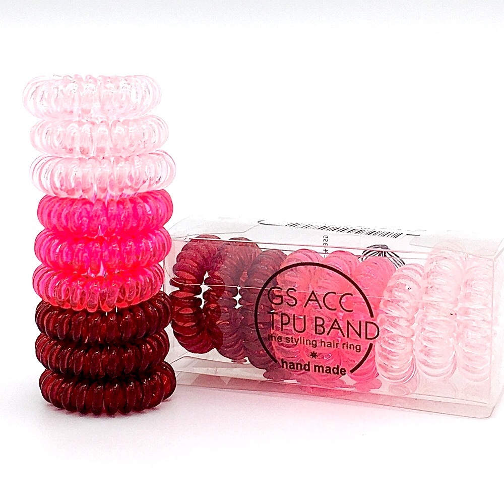 Red Pink Ouchless Coil Hair Ties & Ring